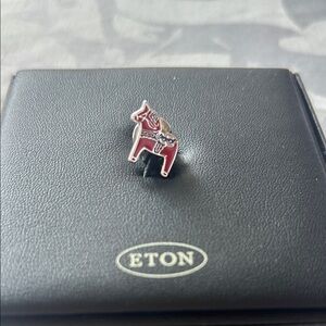 Eton Red and Silver Dala Horse Cufflink